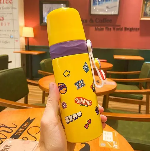 Термос дитячий Happy Day 350 мл з нержавіючої сталі з колбою для сублімації yellow - фото 3