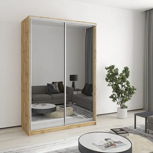 Шафа-купе дводверна MebelStar Стандарт AL 2 Дзеркала 140x45x210 см Дуб тахо (MBS-3481)