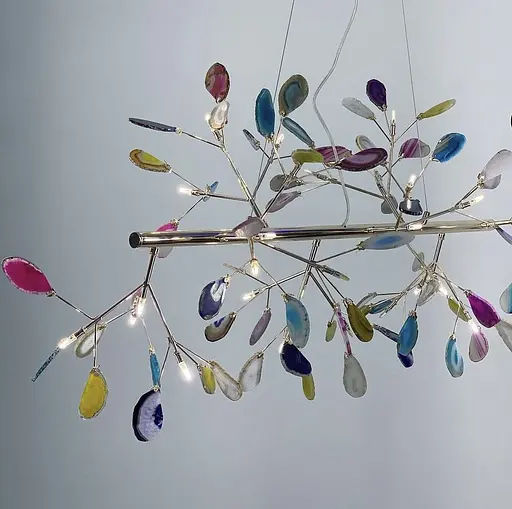Линейная люстра с рожками в виде веточек с цветными лепестками Ст. H 9802 (Прямая) | Line F - фото 6