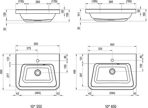 Умивальник Ravak 10° 65x45 XJI01165000, Білий - фото 7