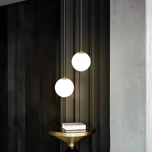 Підвісна лампа з білим плафоном у латунному корпусі Line F MJ201/1 AB+WT - фото 6