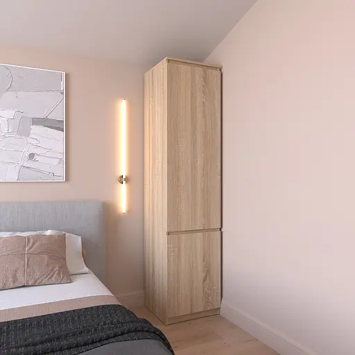 Шкаф пенал Vays R-22 Дуб Сонома, с полками, ЛДСП, 50×50×211 см - для одежды, белья, хранения, спальня, прихожая