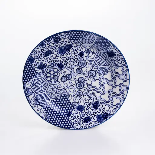 Столовий сервіз золотий на 6 персон 18 предметів набір фарфорових тарілок для сервірування столу сервіз тарілок Синій Yiwu HP-HK-A5 - фото 5