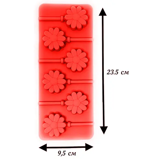Силиконовая форма для леденцов и конфет на палочке "Цветок", Kitchen Master Красный 87396 - фото 7