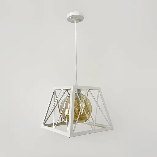 Світильник Лофт у корпусі білого кольору із янтарним плафоном | Арт. 12308/1 WT+AM | Line F - фото 6