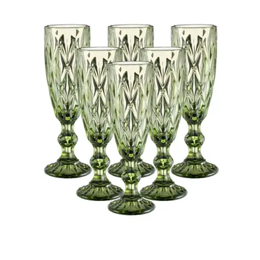 Набор бокалов для шампанского A-PLUS 6шт Подарочные стеклянные фужеры для коктейлей 150мл Green - фото 3