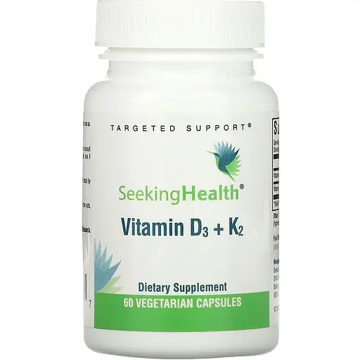 Вітамін D3+K2 Seeking Health Vitamin D3+K2 5000 МО та 100 мкг 60 вегетаріанських капсул