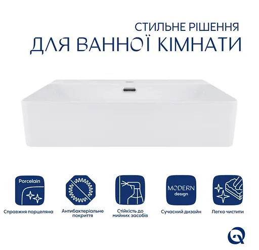 Раковина подвесная Qtap Nando LT 610х420х140 мм, White, прямоугольная, без донного клапана QT12116146W - фото 2