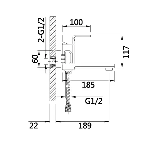 Змішувач для ванни Lidz Dozorca 0051 з поворотним виливом (з душовим гарнітуром) (k35) LDDOZ0051CRM45404 Chrome - фото 2
