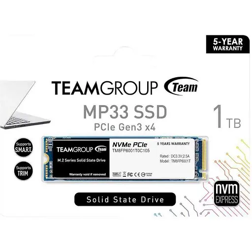 Накопичувач SSD Team m.2 NVMe MP33 1 TB (TM8FP6001T0C101) - фото 3