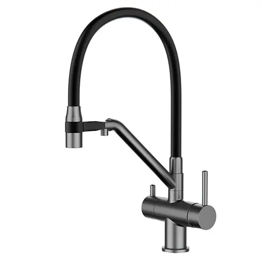 Змішувач для кухні на дві води Gappo G4398-89 сталь Графитовый хром - фото 1