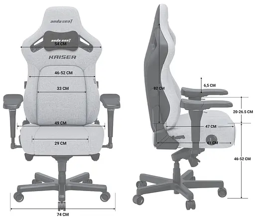 Игровое кресло Anda Seat Kaiser 4 Size L Black Fabric (AD12YDDC-L-20-B-CF) - фото 14