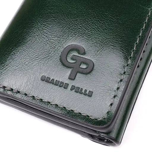 Отличный кошелек в три сложения из натуральной гладкой кожи Grande Pelle 7.5х10х2 см acs0029666 - фото 5