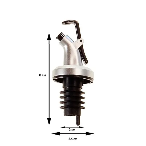 Пробка-носик гейзер дозатор для разлива из бутылки масла уксуса с металлическим носиком 8 см, Kitchen Master Стальной 86315 - фото 9