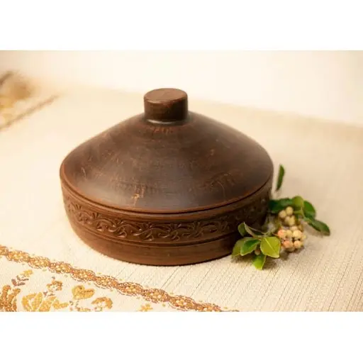 Сковорода 3 л керамічна (глиняна) різьблена коричнева