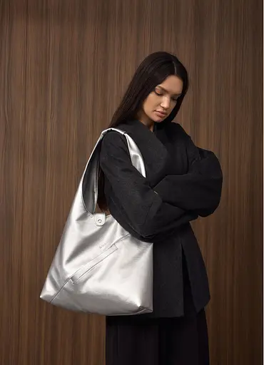 Женская сумка Sambag HOBO M серебро 35 х 40 х 8 см (53200003) - фото 1