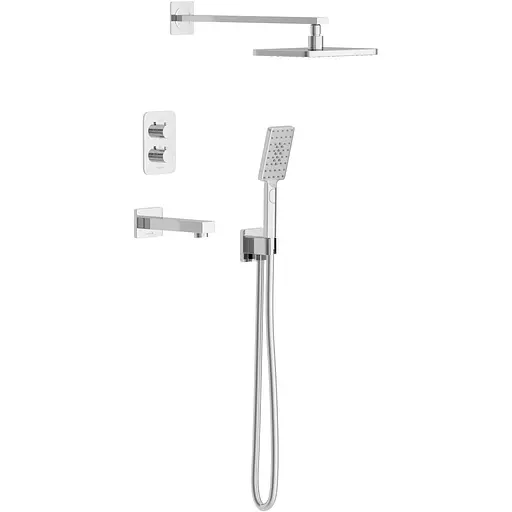Душова система прихованого монтажу з термостатом та виливом Imprese Bilovec верхній душ 260x188 мм ABS хром t04800901STC, Хром - фото 1