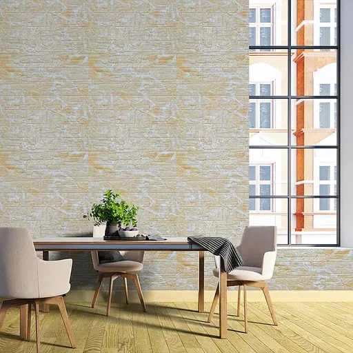 Самоклеющийся декоративный 3D панель Камень бежевый рваный кирпич700х770х5мм (157) SW-00000486 - фото 5