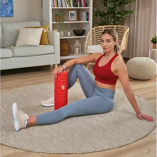 Роллер массажер (валик, ролик) Hop-Sport EVA 45см красный - фото 5