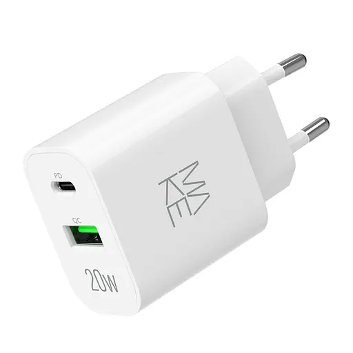 Зарядний пристрій мережевий MAKE 20W Type-C PD3.0 + USB QC4.0 White - фото 2