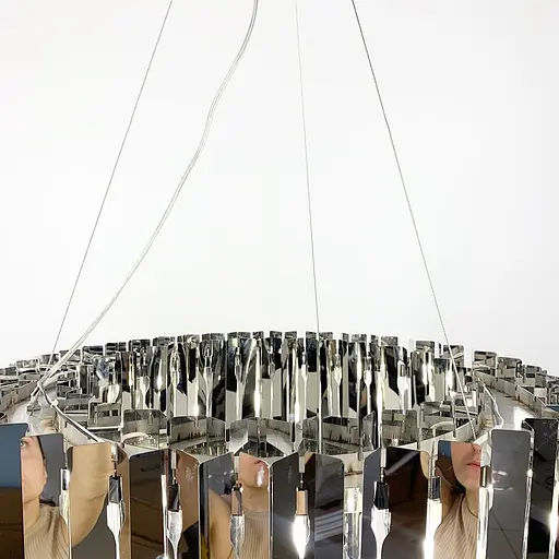 Підівісна люстра з хромованими пластинами Line.F Діаметр 60см - фото 2