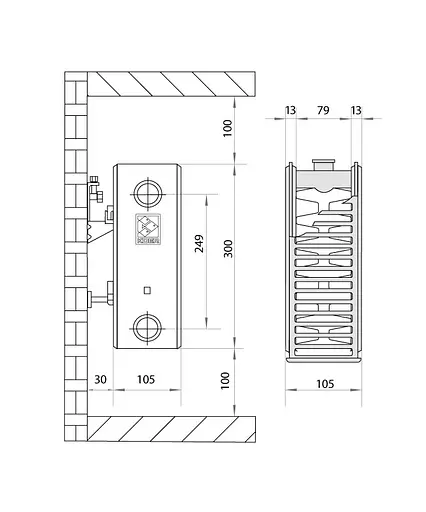 Радіатор сталевий Koer 22х300х1800.S бічне підключення RAD080 - фото 2
