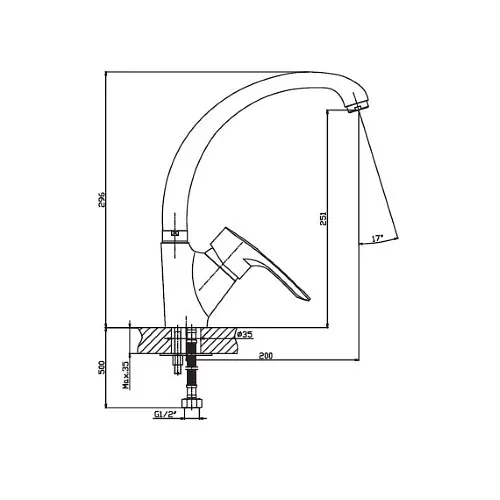 Змішувач для кухні Haiba HANSBERG 011 HB0812 - фото 2