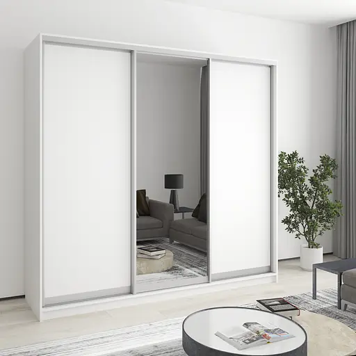 Шафа-купе тридверна MebelStar Комбо AL 2ДСП/Дзеркало 220x60x210 см Аляска білий (MBS-3338)