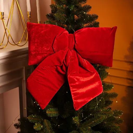 Оксамитовий бант для декору Yiwu на ялинку та двері 55×70 (см) Бордовий CR-2-1 - фото 2