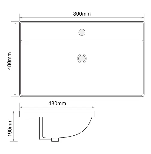 Умивальник меблевий Mixxus Premium Style-1503 800x480x190 мм з отвором під змішувач і переливом MP6500, Білий - фото 7