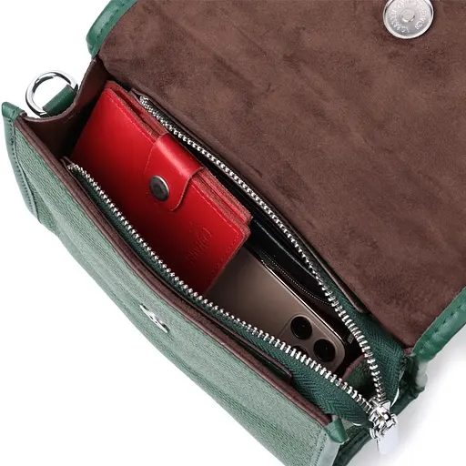 Компактная женская кожаная сумка Vintage с полукруглым клапаном 20.5х14х8.5 см sum0029048 - фото 8