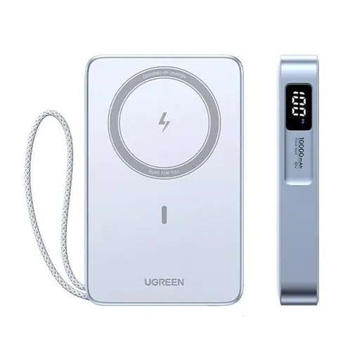 Магнитный павербанк Ugreen PB594 с беспроводной MagSafe зарядкой голубой 30W 10000 мАч - фото 2