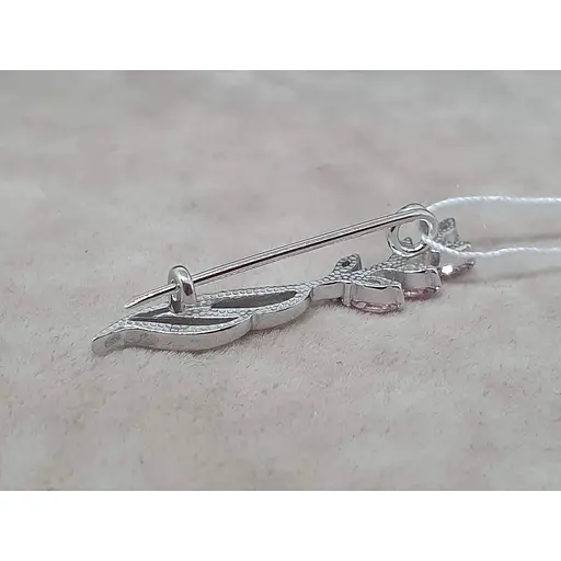 Срібна брошка-шпилька Ірій з фіанітами. 9520 Розовий - фото 2