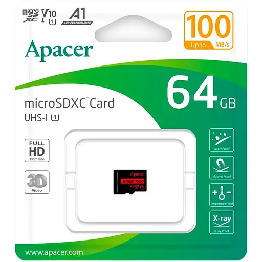 Карта памяти MicroSDHC 64GB UHS-I Class 10 Apacer (AP64GMCSX10UB-RA) - фото 2