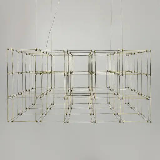 Золотая геометрическая люстра в форме параллелепипеда 120*60*60 см | Ст. MJ 199-1200*600*600 Titanium Line F - фото 8