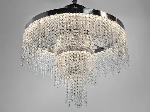 Кришталева люстра LED 376 золотиста з двома рівнями підвісок - фото 3