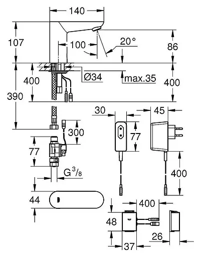 Монокран Grohe сенсорний Euroeco Cosmopolitan E Bluetooth 36409000, Хром - фото 2