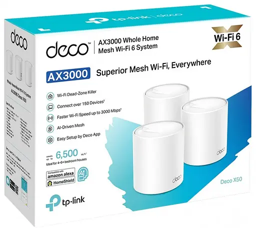Маршрутизатор TP-Link DECO X50 3PK AX3000 3xGE LANWAN MU-MIMO OFDMA - фото 4