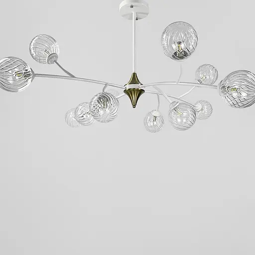 Біла люстра із поворотними гілочками на 12 плафонів Line.F K 21/12 WT+CL new - фото 1