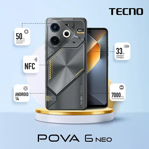 Смартфон Tecno Pova 6 NEO LI6 678" 8/128ГБ 2SIM 7000мА год Speed Black - фото 5