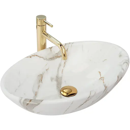 Умивальник Rea Pamela shiny aiax накладний REA-U9685, Мармур - фото 1