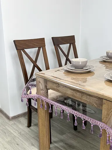 Скатерть силиконовая с фиолетовой бахромой 320х130 см - фото 5