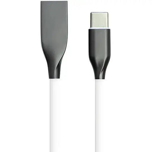 Кабель PowerPlant USB-Type-C, 1м, силикон, белый