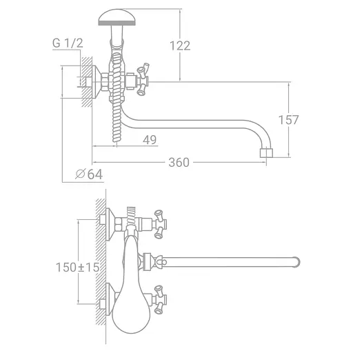 Смеситель для ванны TAU VN-5C460C (9885220) - фото 2