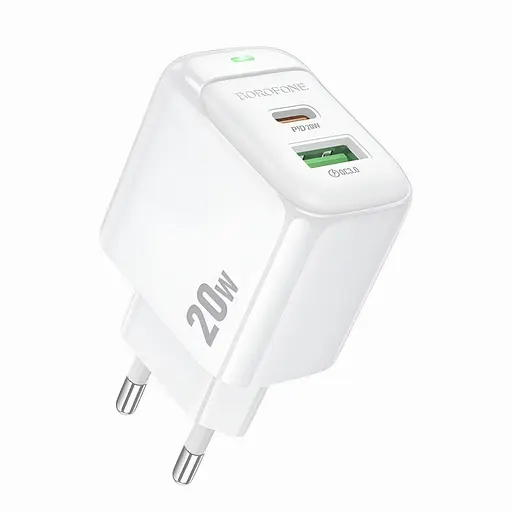 Зарядное устройство Borofone BAS44A USB-C x USB-A PD20W поддержка Power Delivery и Quick Charge 3.0 белый - фото 2