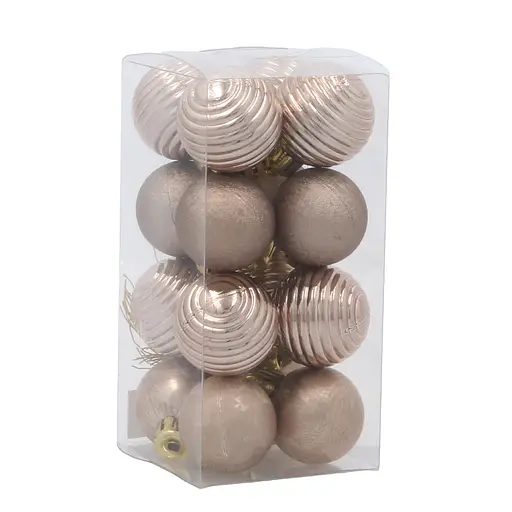 Елочные шарики Chomik пластиковые шампанье 3 см 16 шт. (GIF3955)