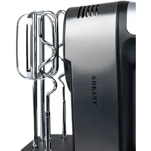 Ручний міксер Sokany SK-6627 із насадками для тесту 5 швидкостей 350Вт Сірий із чорним - фото 2