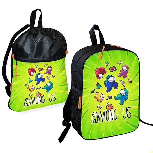 Шкільний рюкзак дитячий Амонг Ас + Сумка для взуття спортивної форми рюкзак-мішок для хлопчика (01670)