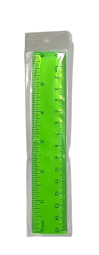 Линейка J.Otten 23875-3 15 см прозр. пластиковая цветная салатовый - фото 1