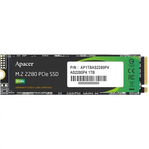 Накопитель SSD M.2 Apacer AS2280P4 1 TB 2280 PCIe 3.0x4 NVMe 3D TLC Read/Write: 3000/2000 MB/sec - фото 1